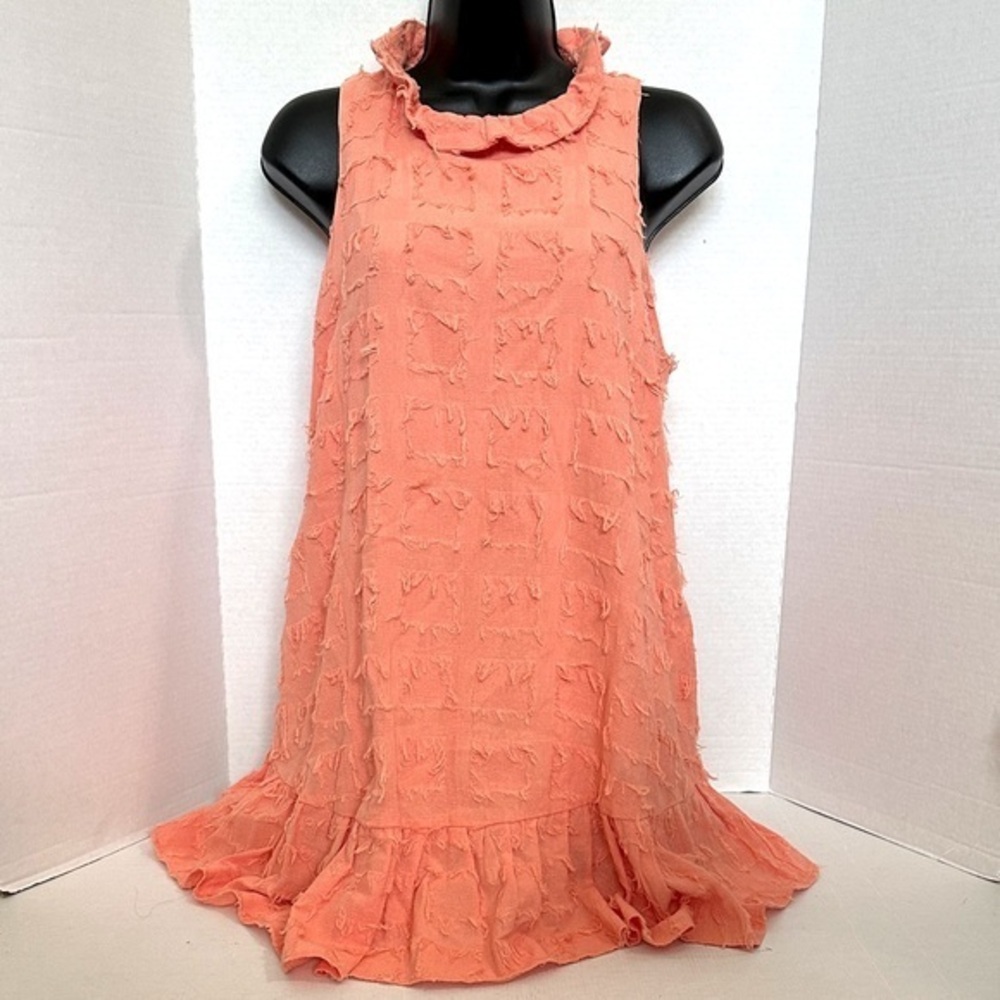 Mustard Seed Coral Textured Mini Dress small - Picture 1 of 11